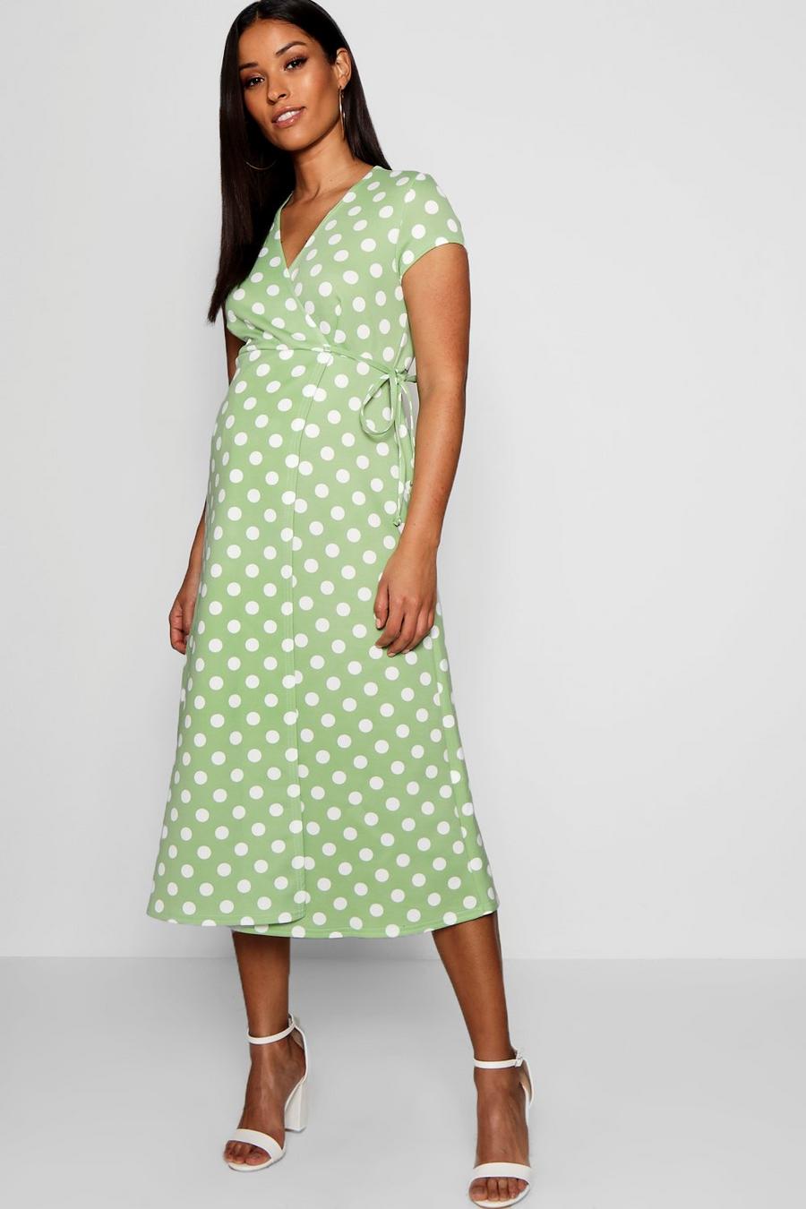 Sage Maternity  Polka Dot Wrap Dress image number 1