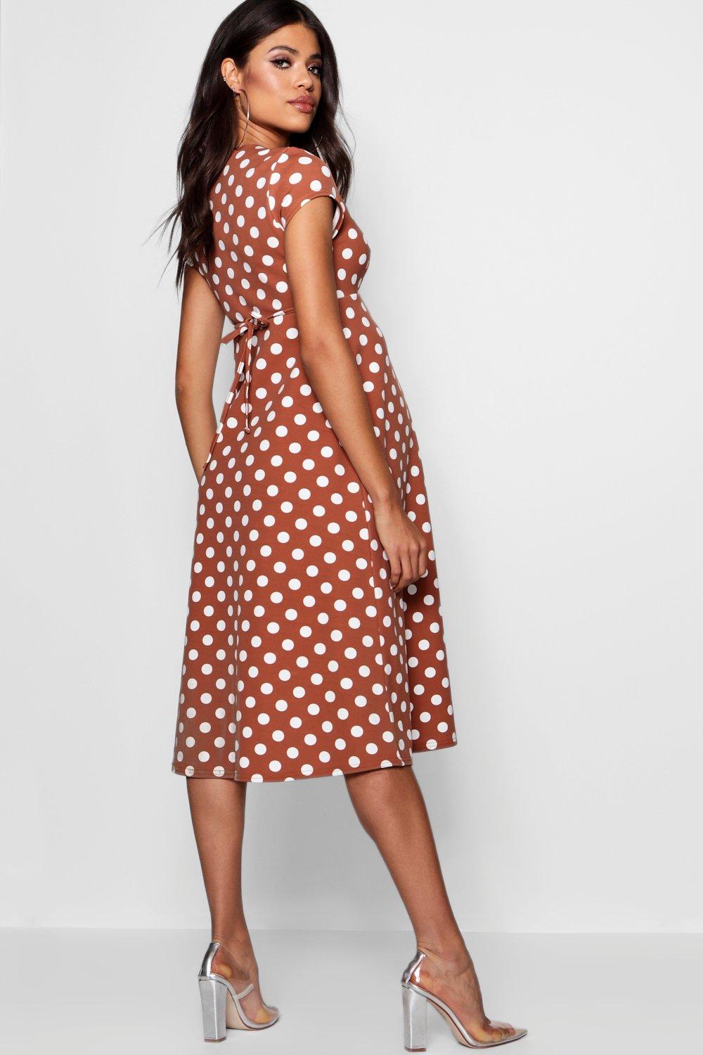 boohoo terracotta polka dot dress