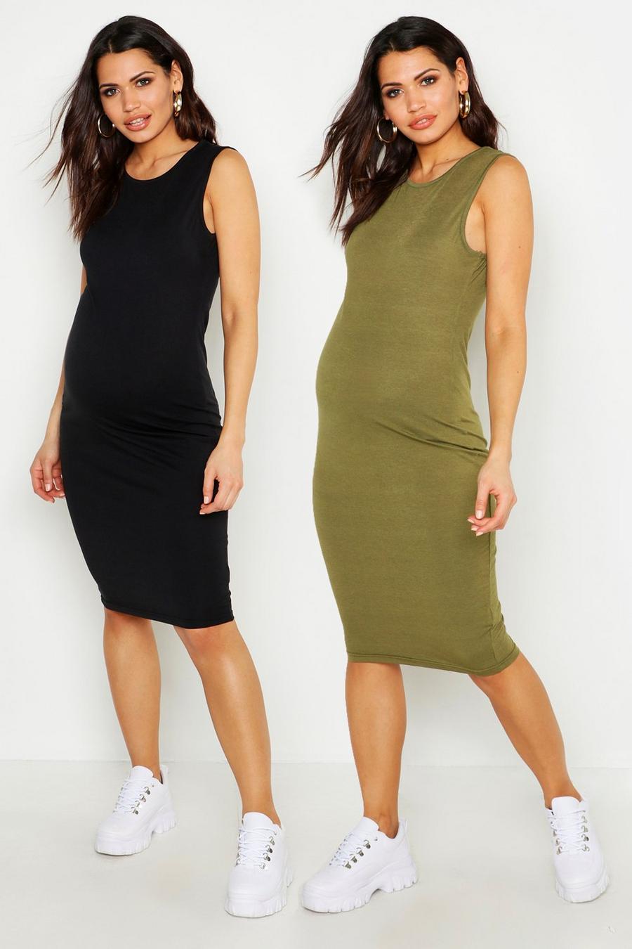 Maternity 2 Pack Over The Bump Midi Dress image number 1