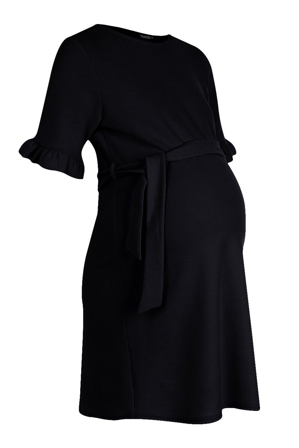 maternity ruffle tie waist smock dress