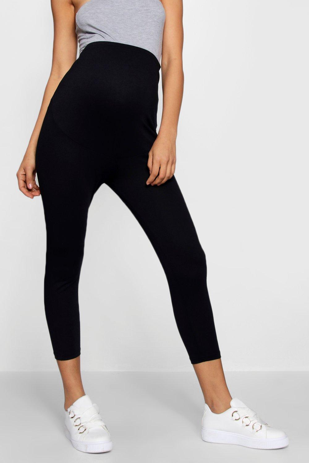 Buy Boohoo Maternity Leather Look Over The Bump Leggings In Black