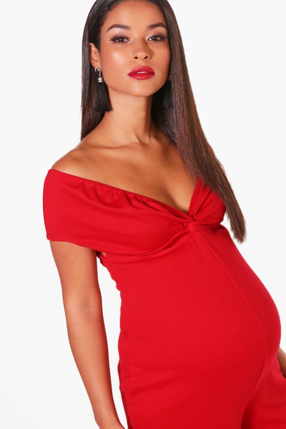 red maternity jumpsuit