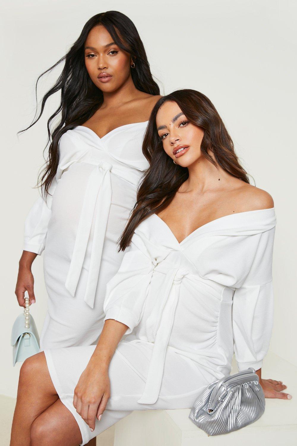 White off the shoulder best sale wrap dress