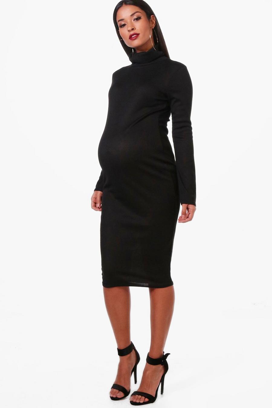 Maternity Turtleneck Ribbed Midi Dress image number 1