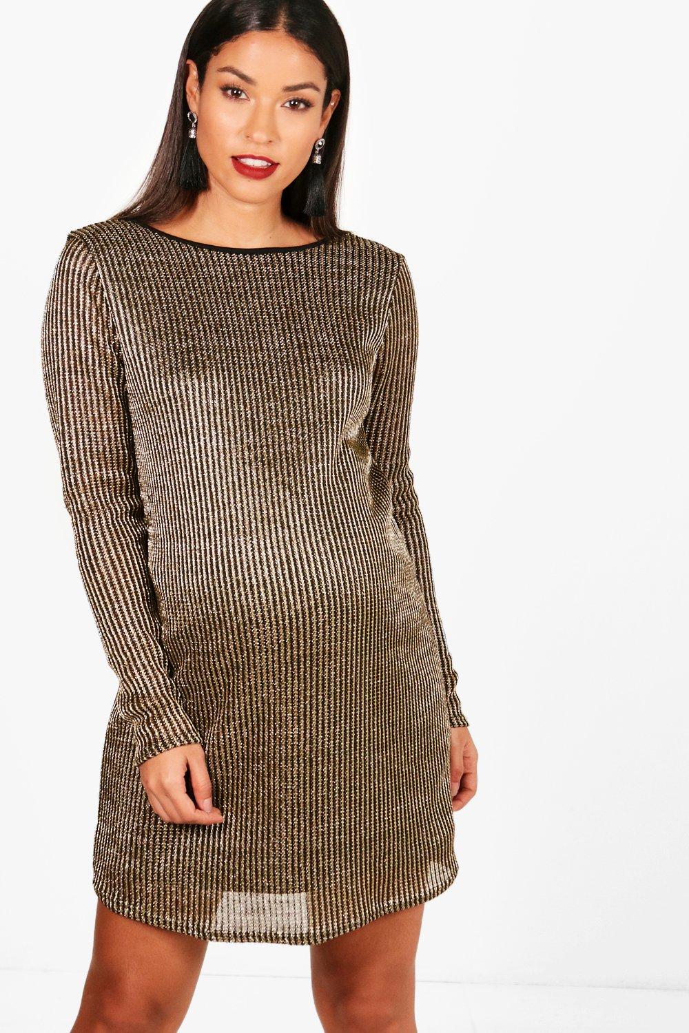 metallic shift dress