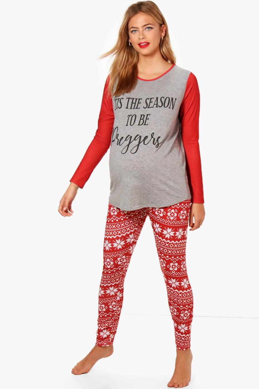 Umstandsmode Weihnachtsschlafanzug mit „Preggers“-Print image number 1