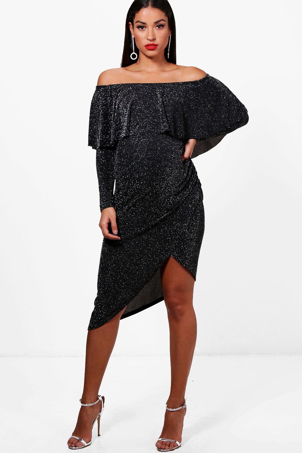 boohoo black glitter dress