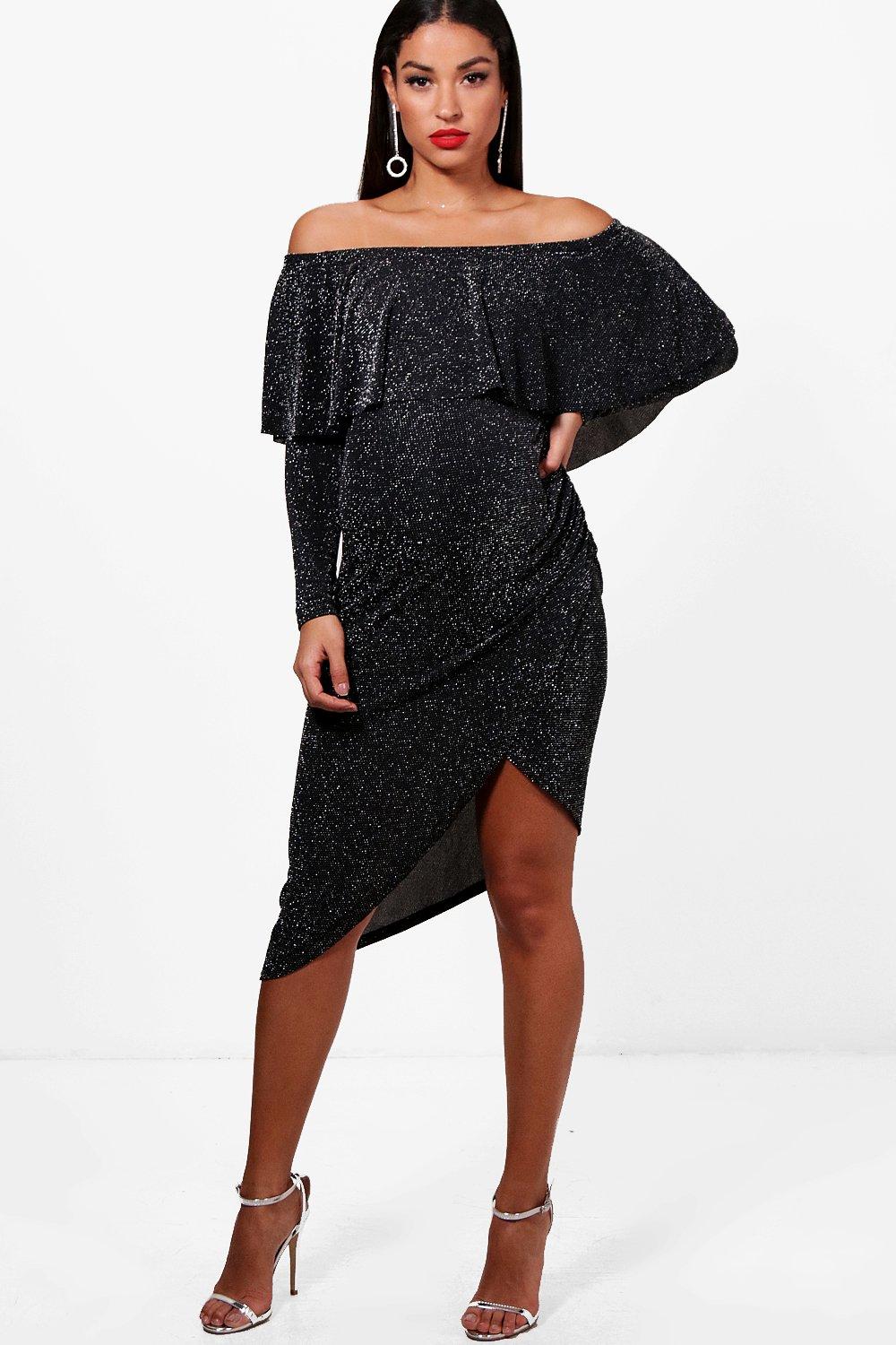 boohoo black glitter dress