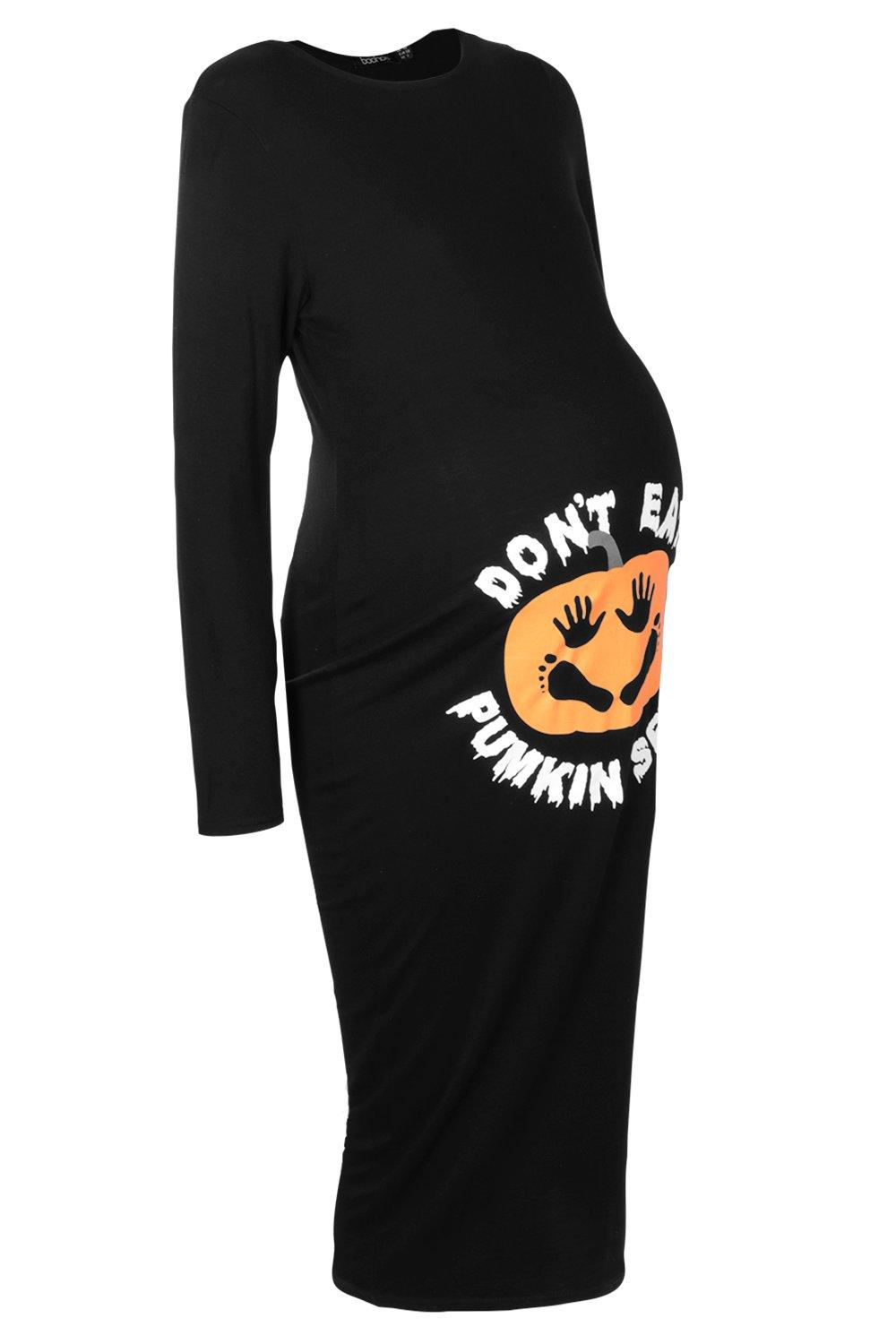 Maternity Pumpkin Halloween Bodycon Dress boohoo IE