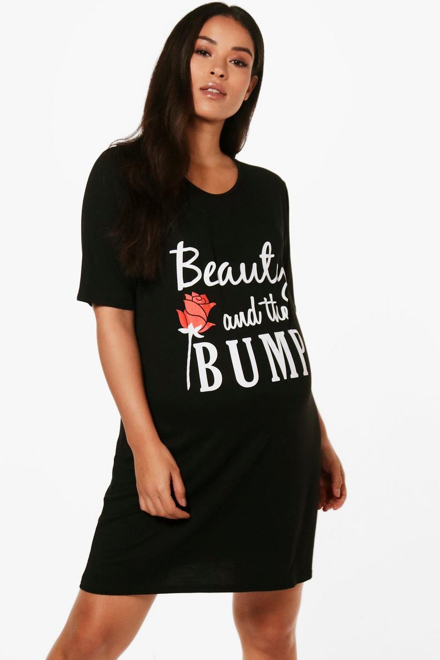Intimo notte premaman con scritta Beauty and The Bump, Nero image number 1
