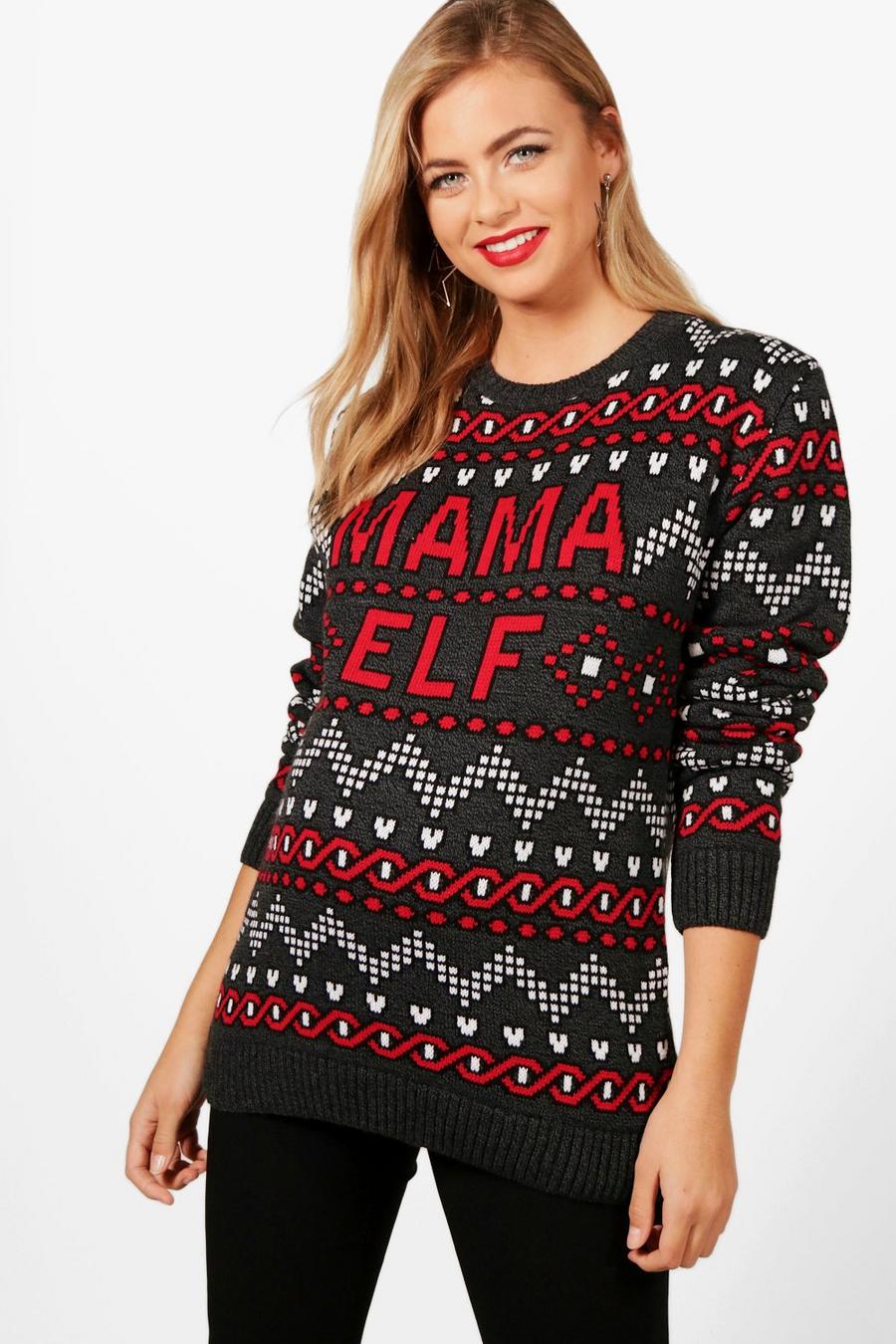 Maternity Mama Elf Christmas Sweater image number 1