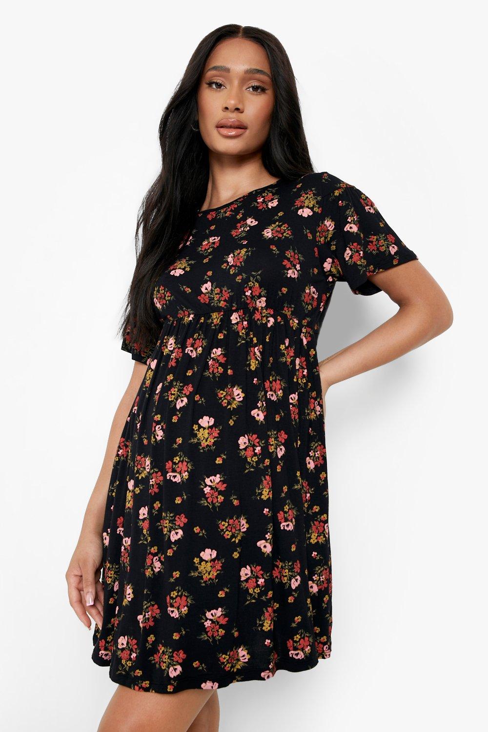 boohoo black smock dress