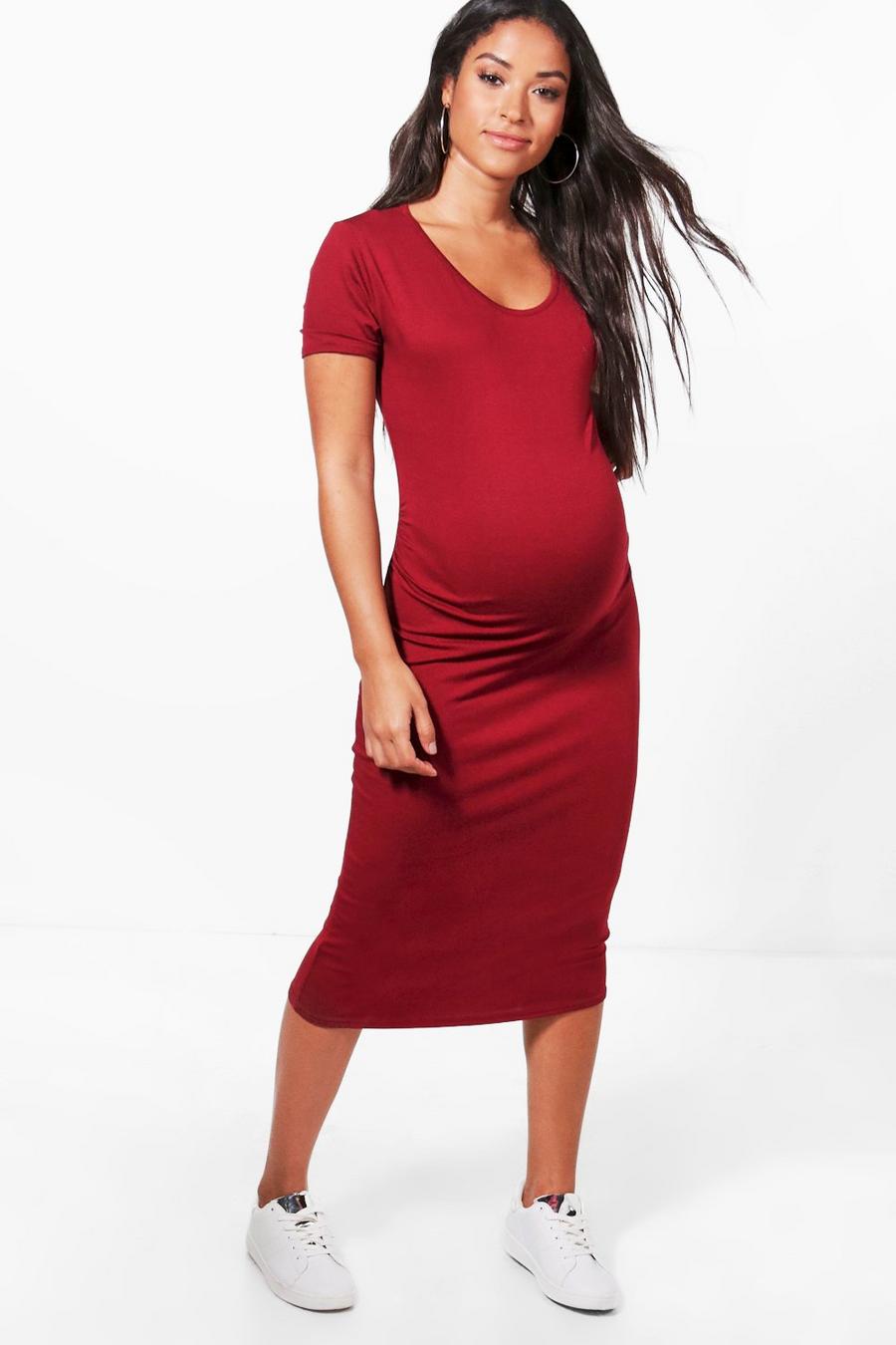 Rose Maternity Short Sleeve Midi Dress image number 1