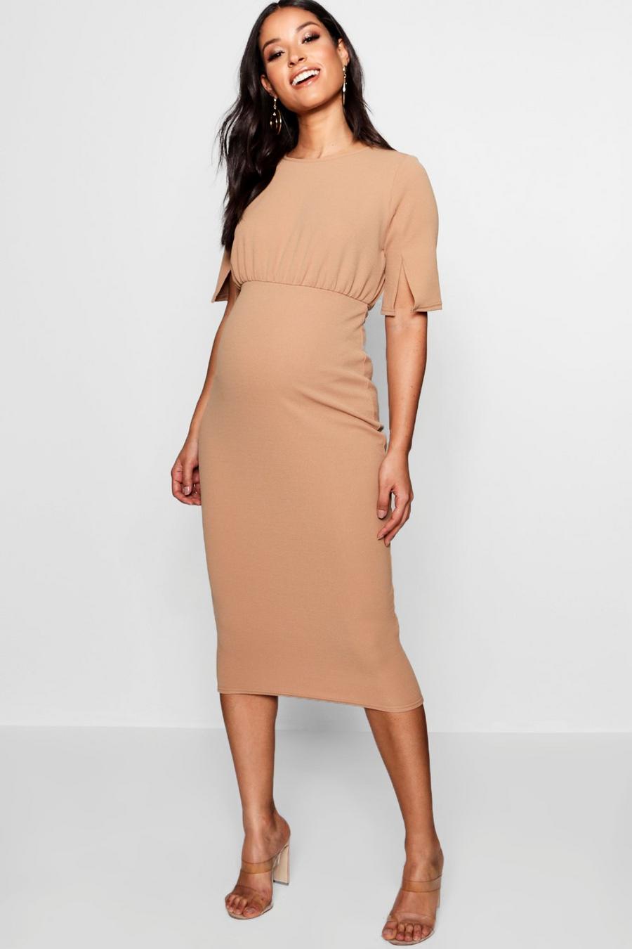 Caramel Maternity  Split Sleeve Wiggle Midi Dress image number 1