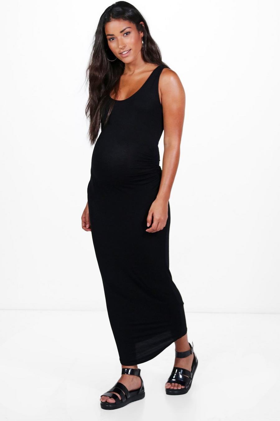 Black Maternity  Basic Midaxi Dress image number 1