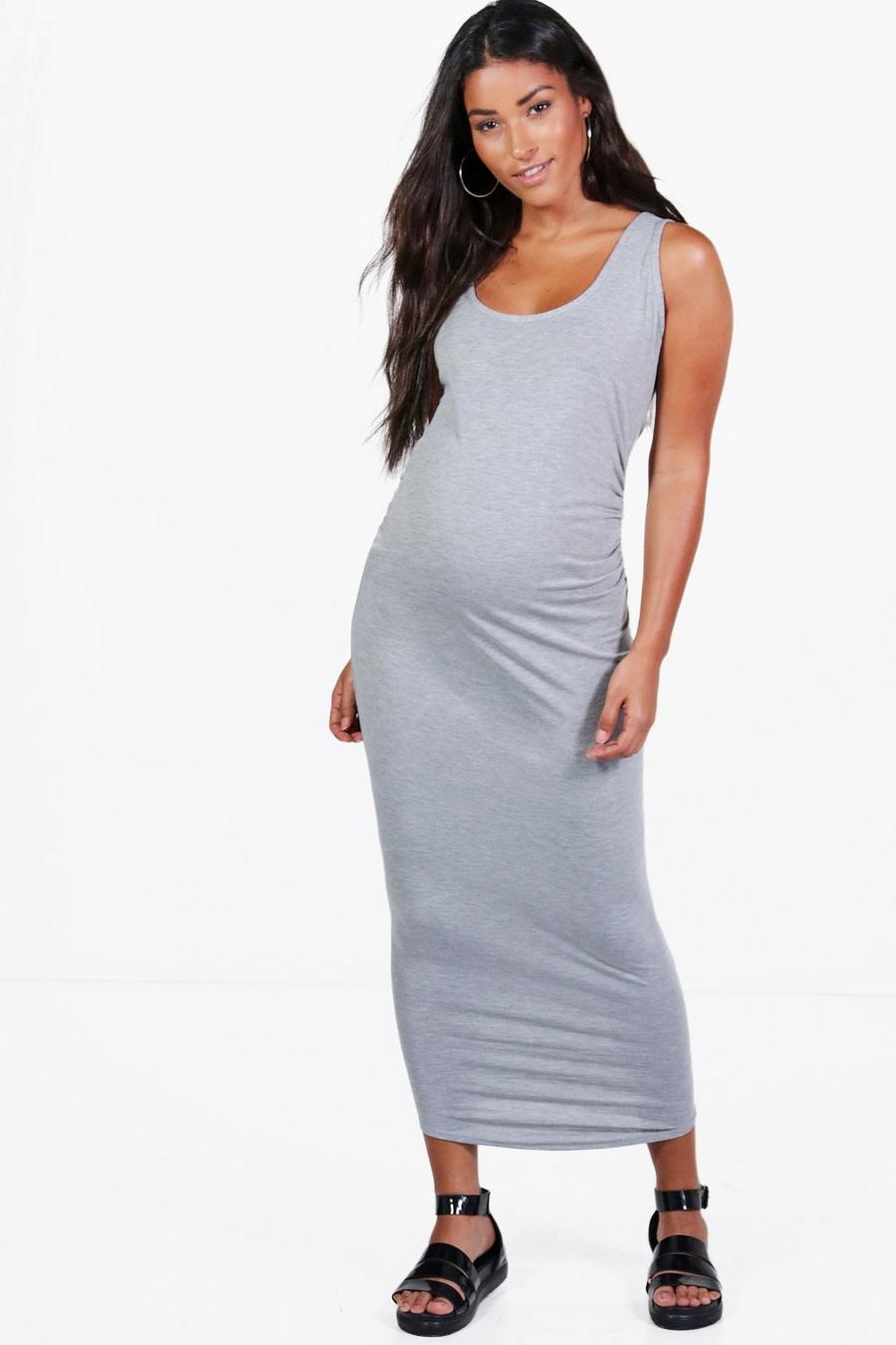 Maternité - Robe de grossesse mi-longue basique, Gris image number 1