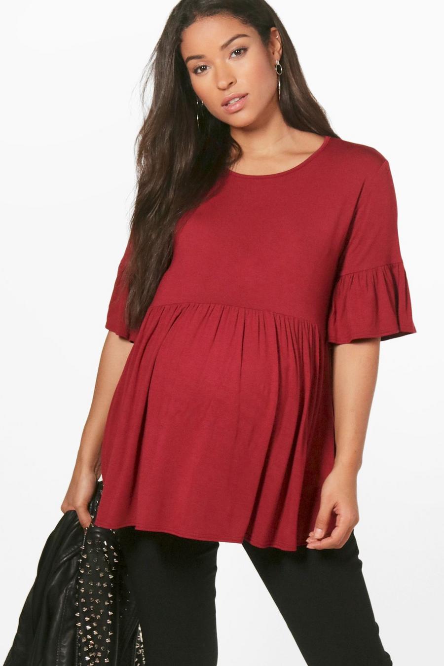 Berry Maternity Ruffle Smock Top image number 1