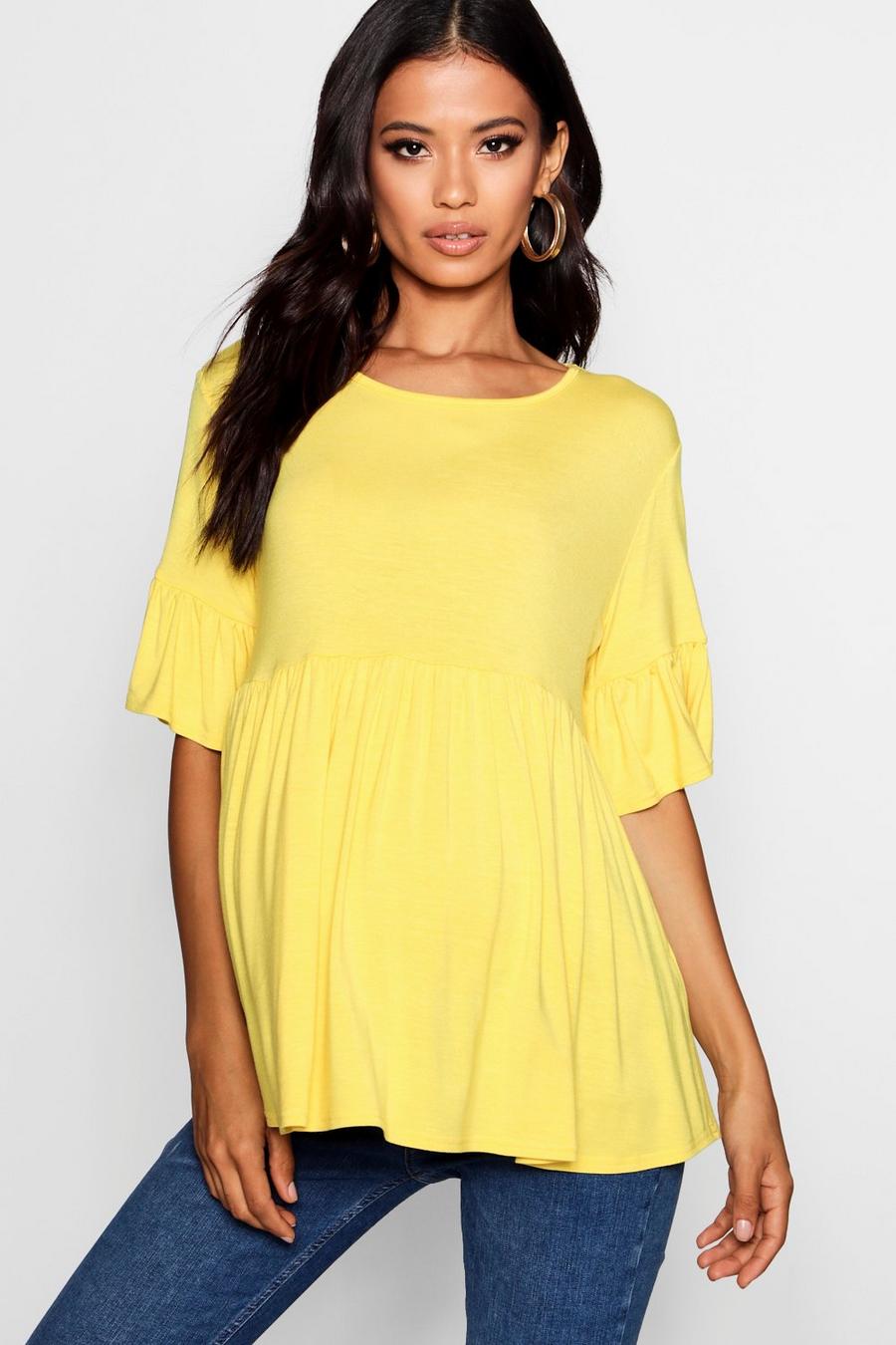 Bright yellow Maternity Ruffle Smock Top image number 1