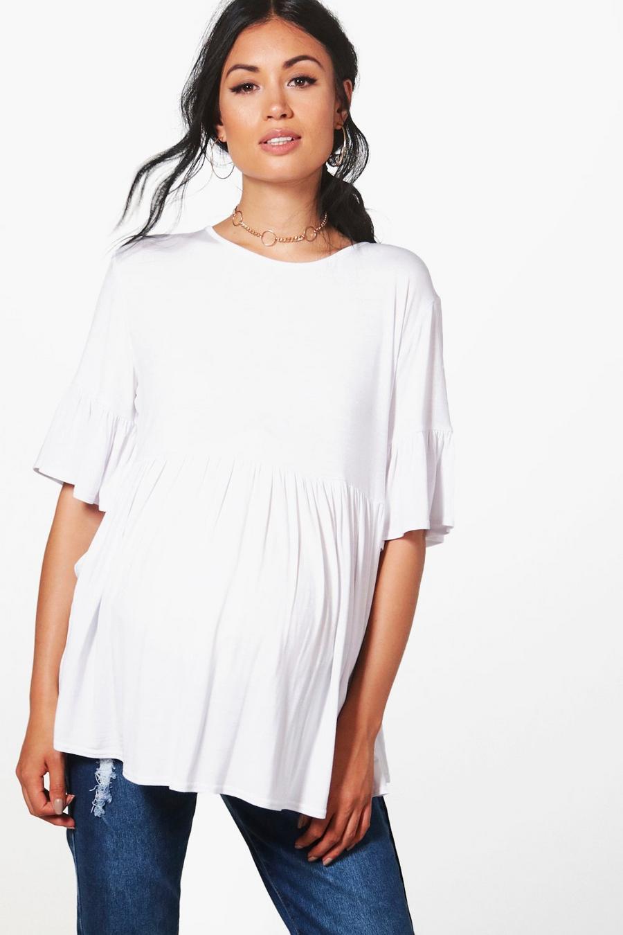 White Maternity Ruffle Smock Top image number 1