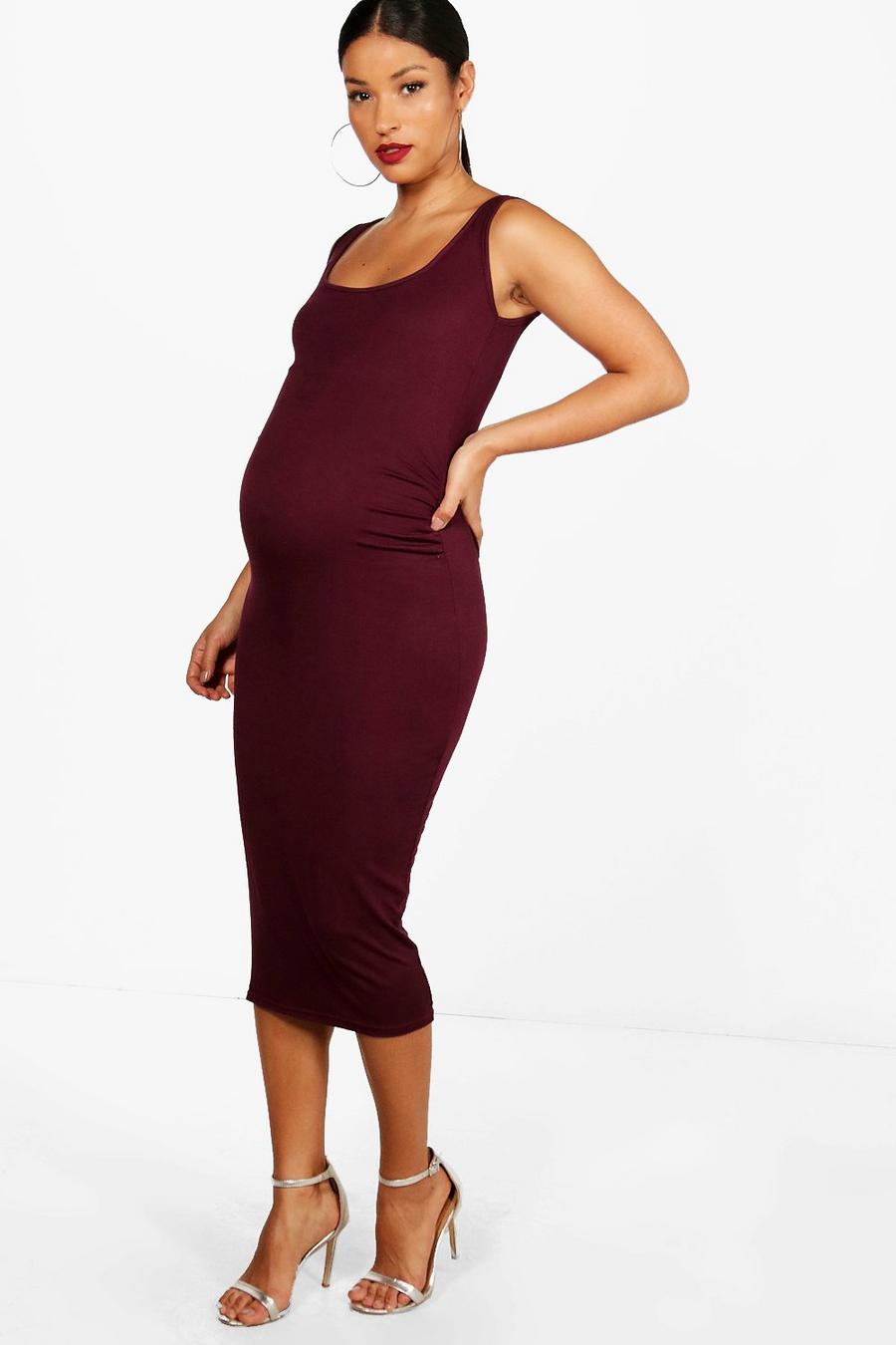Berry red Maternity Bodycon Dress