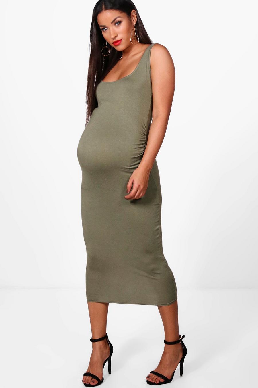Khaki Maternity Bodycon Dress image number 1
