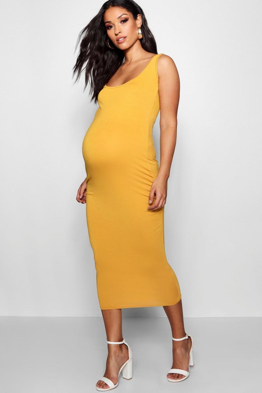Mustard Maternity Bodycon Dress image number 1