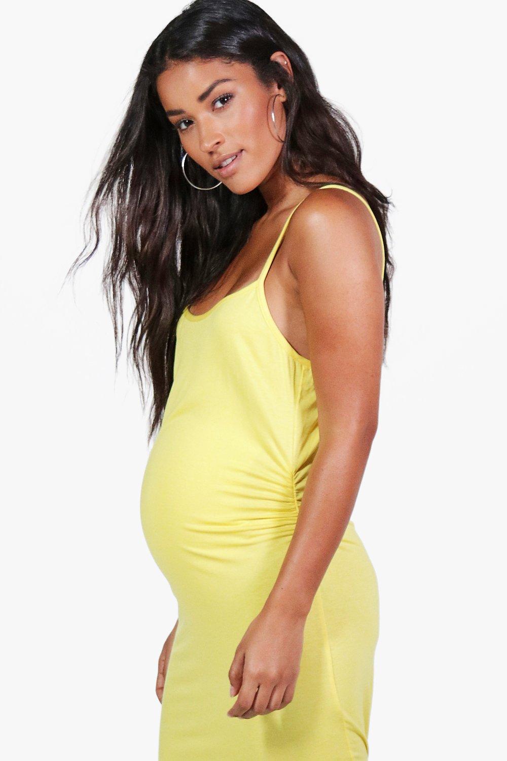 yellow bodycon maternity dress