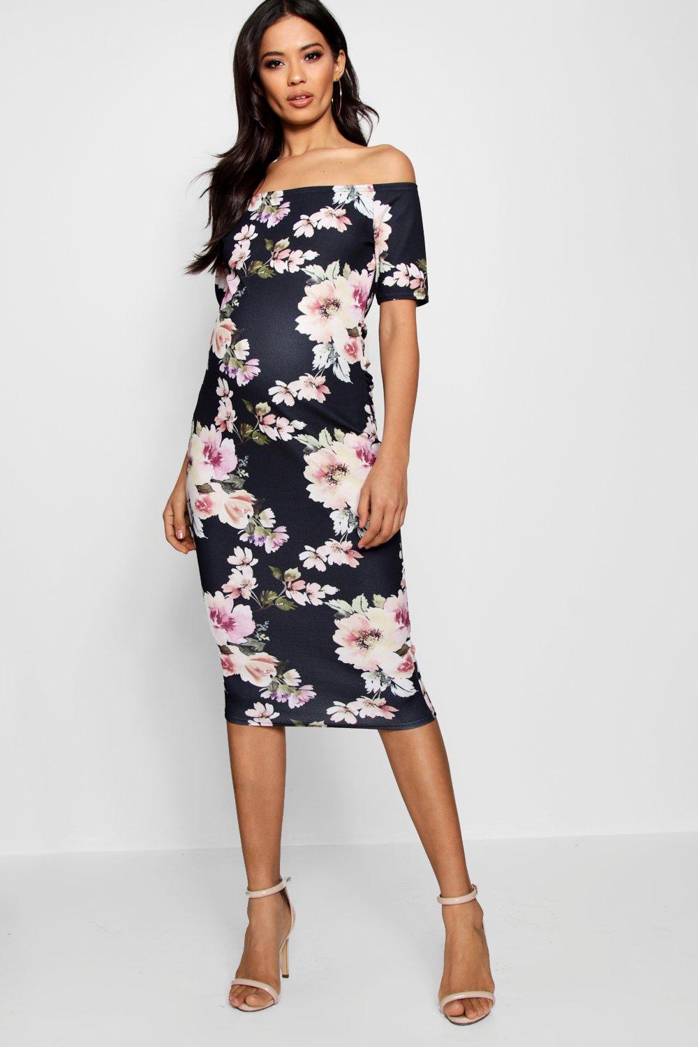 boohoo maternity off the shoulder dress