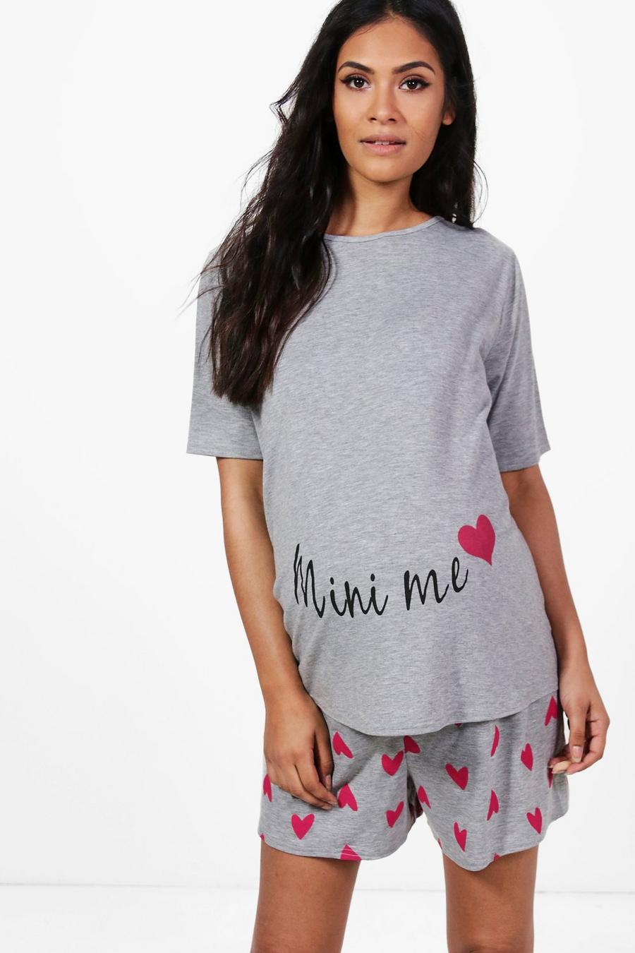 Umstandsmode Pyjama-Set mit Mini Me Print, Grau gris