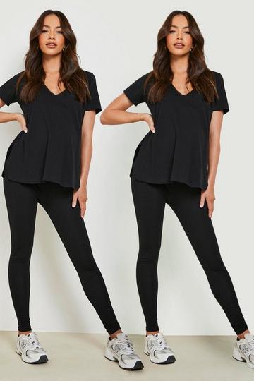 Maternity 2 Pack Over The Bump Leggings black