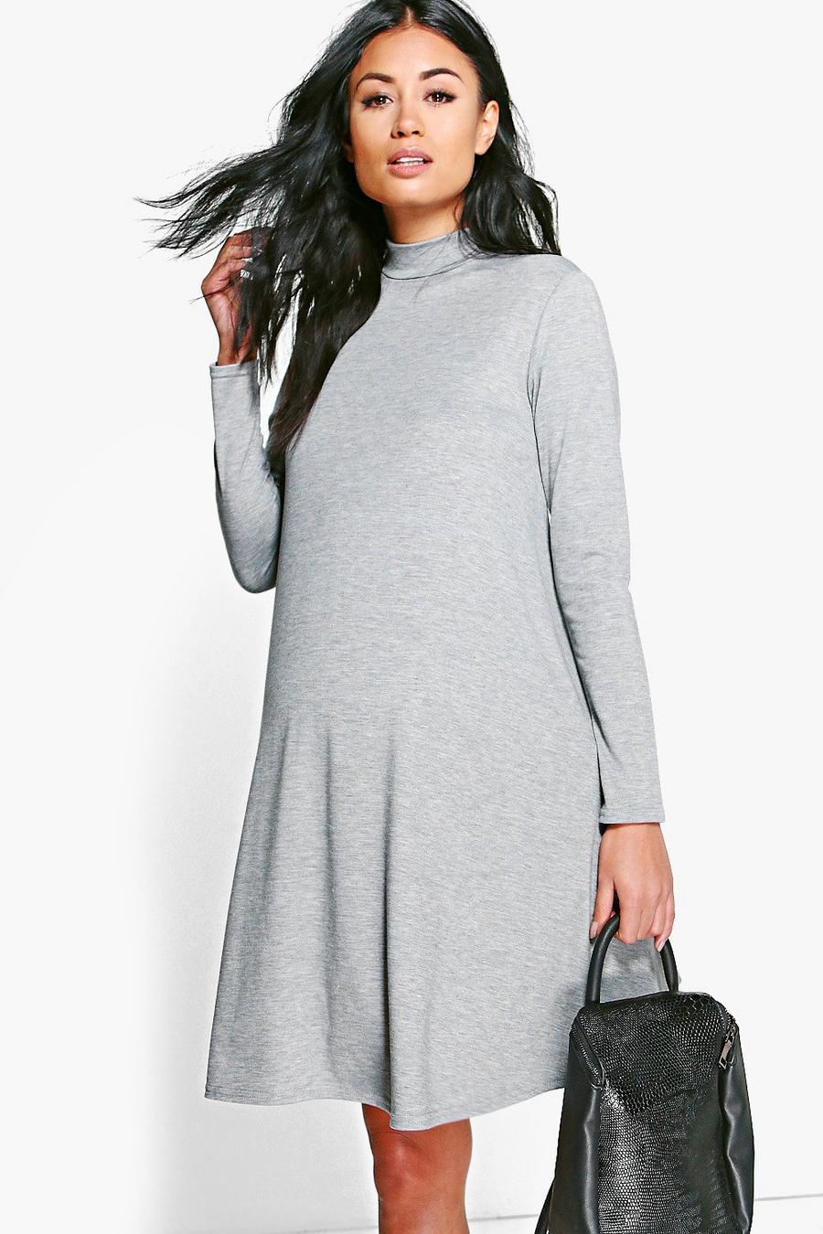 Maternity  High Neck Long Sleeve Swing Dress image number 1