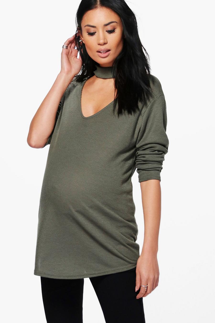 Maternity Claire Choker Ribbed Top image number 1
