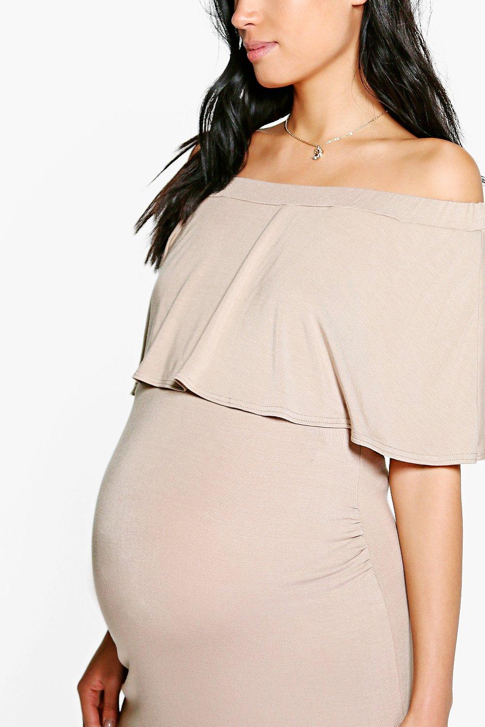 boohoo Maternity Off The Shoulder Midi Dress