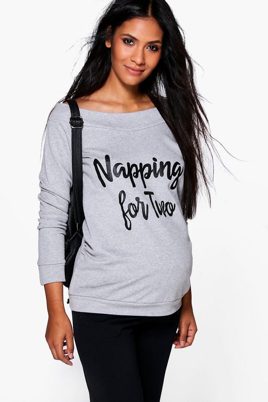 Mama Beth Schulterfreies Sweatshirt mit „Napping for Two“-Slogan image number 1