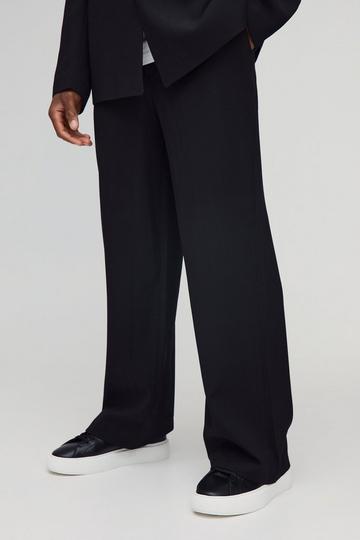 Wide Leg Pleated Fixed Waist Trouser black