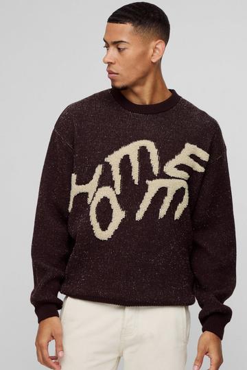 Oversized Fluffy Graphic Homme Knitted Jumper charcoal