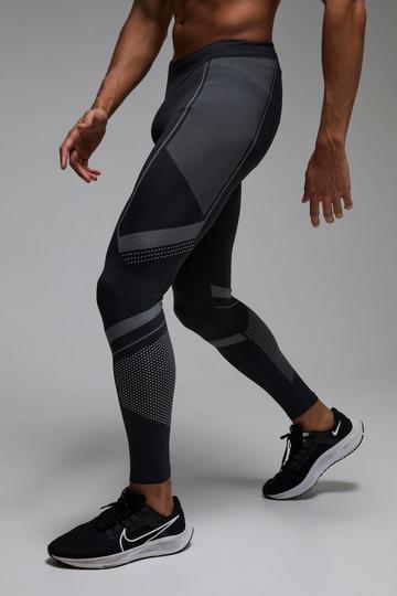 Man Active Naadloze Geperforeerde Leggings black