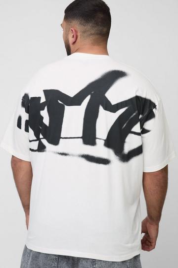 Plus Oversized Homme Graffiti Print Large Scale T-Shirt white