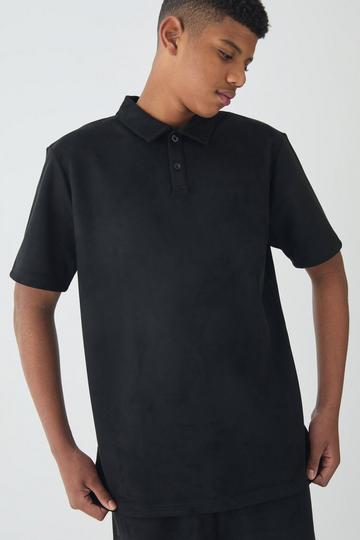 Tall Slim Faux Suede Polo black