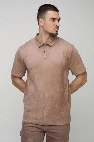 Tall Slim Faux Suede Polo taupe