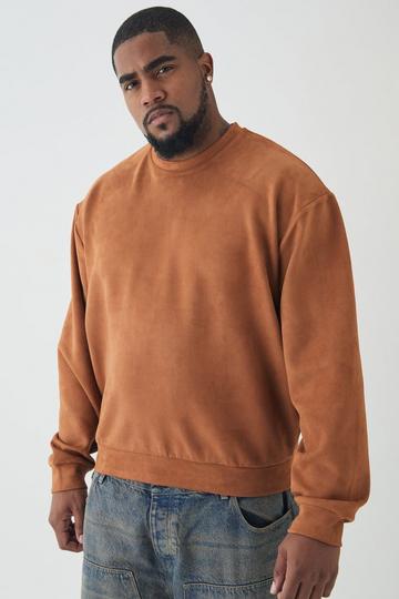 Tall Oversized Boxy Faux Suede Sweatshirt rust