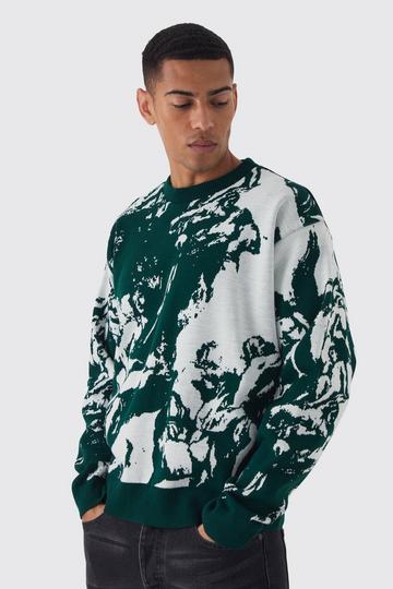 Oversized Boxy Renaissance Graphic Knit Jumper forest