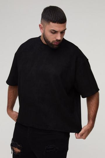 Black Plus Oversized Faux Suede T-Shirt