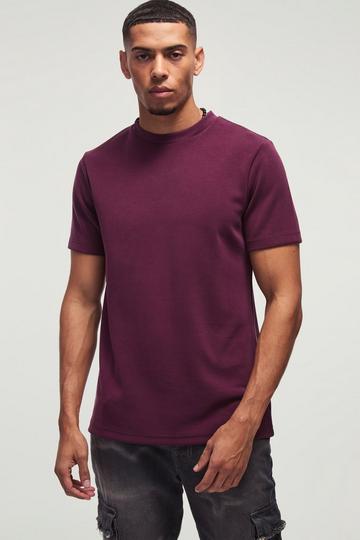 Burgundy Red Slim Fit Soft Peached T-shirt