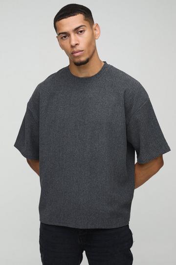 Oversized Boxy Textured T-shirt black