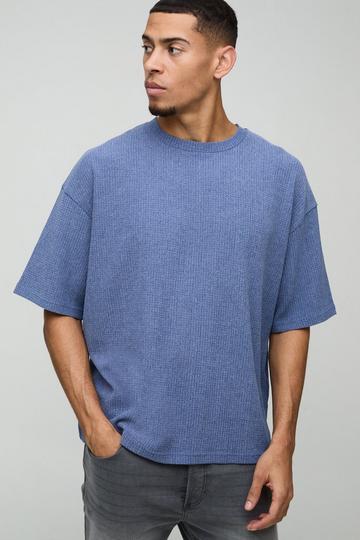 Oversized Boxy T-Shirt Met Textuur blue