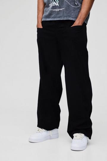 Elasticated Waist Extreme Baggy Twill Waistband Detail Trousers black