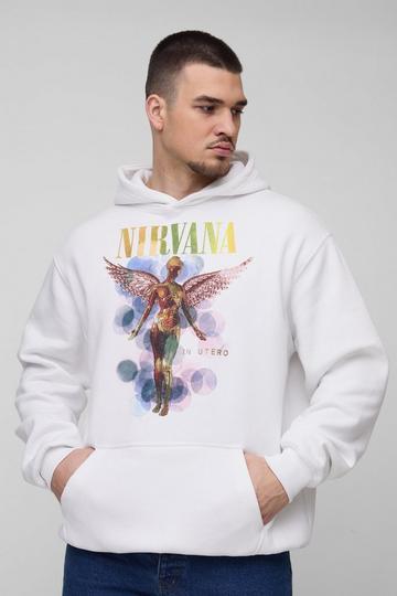Tall Oversized Nirvana License Print Hoodie white