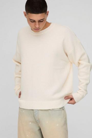 Oversized Boxy Brushed Knitted Jumper ecru