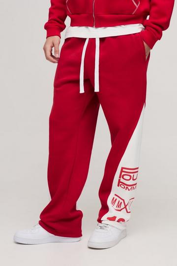 Wide Leg Sterren Joggingbroek Met Gusset Detail red